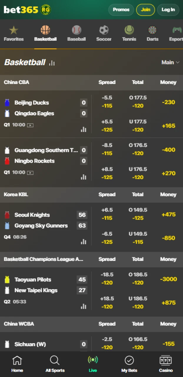 Place bets on your favorite teams in the Bet365 app India.