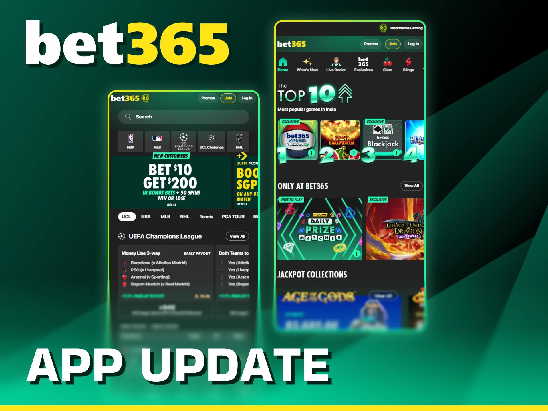 Update your Bet365 app to the latest version for the best features.